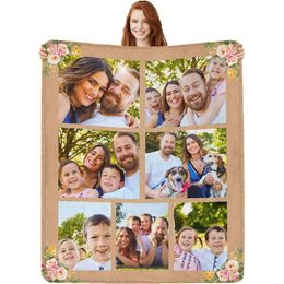 Custom Photo Blankets Using My Own Photos Throw with Pictures Text Customized Blanket for Adults Mom Dad Family Dog Kids Friends Lover Personalized Memorial