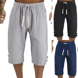 Men's Shorts Elastic Band Short Pants Mid Waist Male Cropped Casual Men For Street Style