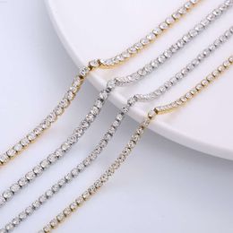 18k Gold Plated Titanium Steel Tennis Bracelet Stainless Steel Cz Zircon Tennis Chain Necklace for Party