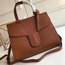 Lady Handbags Purses Wallets Bags Classic High Quality Metal Parts Cowhide Genuine Leather Plain Lady Crossbody Bag 313A