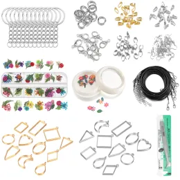 Equipments 1 Set DIY Epoxy Resin Pendants Earrings Kits Hollow Glue Blank Pendant Base Sets Dried Flower Jewellery Making Necklace Tools