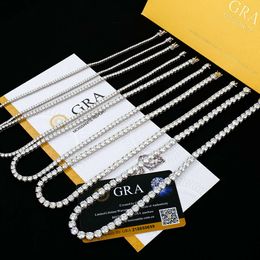 Custom Men Women 2-6mm 925 Sterling Silver Ice Out Gra Certified Vvs Diamond Mossanite Moissanite Tennis Jewelry Chain Necklace