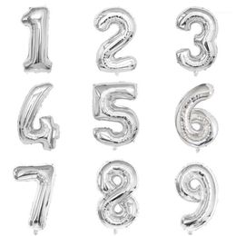 Party Decoration 32inch Silver Foil Number Balloon First Baby Girl Kids Birthday Decorations 1st 1 2 3 4 5 6 7 8 9 10 30 40 Years 307p