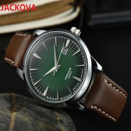 Business trend highend cow leather watches Men Chronograph cocktail color series full stainless steel European Top brand clock277U
