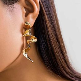 Dangle Earrings Vintage Metal Irregular Twisted Pendant For Women Exaggerated Gold Color Long Wave Geometric Drop Earring Jewelry Gifts