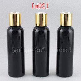 120ml Empty Round Black Liquid Soap Lotion Cosmetic Bottle Containers Gold Aluminium Disc Top Cap,Metal Cap Lotion Bottles 4oz Laork