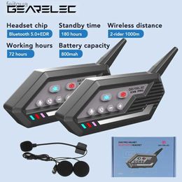 Walkie Talkie GEARELEC Motorcycle Helmet Intercom Bluetooth Headset 2 Riders 1000M BT Interphone Communicator Speaker Voice Control GX6 PRO YQ240130