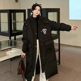 Women's Trench Coats Formal Long Down Cotton-Padded Jacket Overcoat Winter Loose Thick Warm Parker Coat Fashion Slim Hooded Cotton