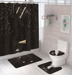 Quality Shower Curtain Four-Piece Bathroom Waterproof Curtain Non-Slip Floor Mat Toilet Mat Bathroom Supplies