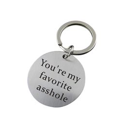 PIXNOR You're My Favorite Asshole Key Chain Stainless Steel Keyring Funny Keychain for Boyfriend Husband Valentine's Gifts270I