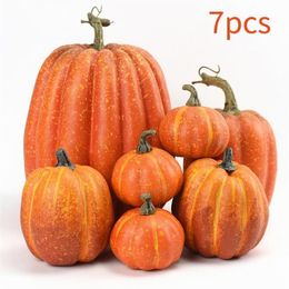 7pcs Festival Party Fall Home Decoration Garden Artificial Pumpkin DIY Model Vegetable Fake Halloween Props Craft Realistic Y20100223g