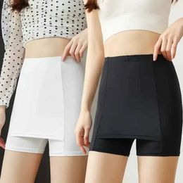 Women's Leggings The Girls Double Ice Thin Underwear Waist Dress Shorts Summer Safety Layer Under Panties Silk Women High Boxer Protective Skirts YQ240130