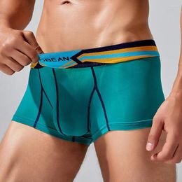 Underpants Men's Underwear Boxers Low Waist Breathable Fashion Patchwork Boxer Shorts For Man Contrast Briefs Sexy Men