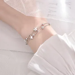Charm Bracelets Fashion Double Layer Chain Star Round Bead Bracelet&Bangle For Women Girls Elegant Party Jewellery Gift Sl028