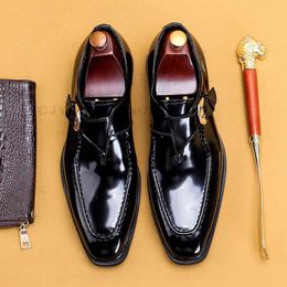 Size 6-12 Classic Monk Buckle Strap Mens Dress Calf Genuine Leather Handmade Brogue Formal Oxford Shoes