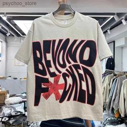 Men's T-Shirts Creative abstract lettering printed T-shirt with round neck and short sleeve Q240130