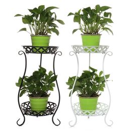 Wrought Iron Double-layer Plant Stand Flower Shelf for Rack Balcony Simple Indoor Living Room Coffee Bar Garden Flower Pot Shelf L245p