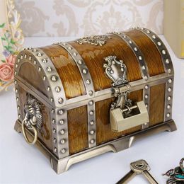 Metal Alloy Treasure Box Chest Jewellery Case Vintage Home Decoration Birthday Gift 20 13 12 8cm Treasure Chest Storage Boxes272R