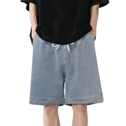 Men's Jeans Mens' Denim Shorts Loose Elasticated Waist Lace Up Summer Straight Leg Pocket Casual Fine Quarter Pant