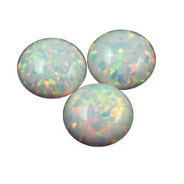 Gemstones Meisidian Synthetic Opal OP17 White Opal 8mm Flatback Cabochon Stone