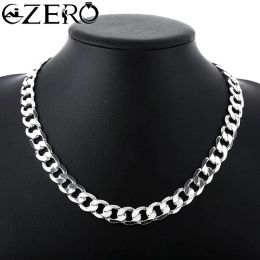 Necklace Special offer 925 Sterling Silver necklace for men classic 12MM chain 1830 inches fine Fashion brand Jewellery party wedding gift