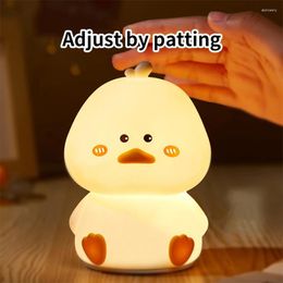 Night Lights LED Cute Duck Cartoon Touch Sensor Lamp Animals Silicone Table For Children Kid Gift Bedroom Decoration