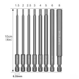 8pcs 100mm Drill Bit Set Hex Head Wrench Screwdriver Socket 14Shank Metric Alloy Steel Tools 240123