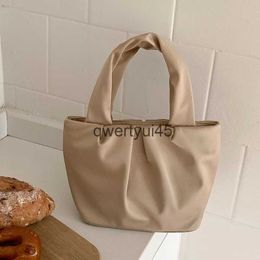 Totes Korean Casual Clot Bags For Women Luxury Designer andbags Purses 2023 New In Polyester Pleated Small Soulder Carry Wrist Bagqwertyui45