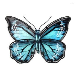 Garden Decorations Luxury Animal Blue Metal Butterfly Wall For Home And Miniaturas Outdoor Statues Sculptures Yard