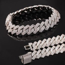 New Arrival Personalised Gold Bling Diamond Mens Cuban Link Chain Bracelet Iced Out Cubic Zirconia Curb Wristband Chains Jewellery F303D