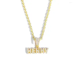 Pendant Necklaces Bling Hip Hop HENNY Letter Necklace And 4mm Fake Fried Dough Twists Sports Personality Accessories Gif