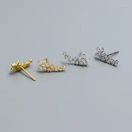 Stud Earrings 925 Sterling Silver Zircon Flower For Woman Girl Simple Fashion Geometric Design Jewellery Party Gift Drop