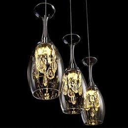 Modern Crystal Wine Glasses Bar Chandelier Ceiling Light Pendant Lamp LED Lighting Hanging Lamp Dining Living Room Fixture210j