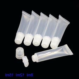 20pcs Empty Lip Gloss Tubes Container Cosmetic Packaging Soft Plastic Clear 8ml 12ml Travel Squeeze Lipgloss Tube PE Glossy Lids Kpilx