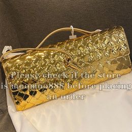 12A All-New Mirror Quality Designer Long Clutch Andiamo Bags Womens Intrecciato Craftsmanship Purses Luxurys Genuine Leather Handbags Gold Evening Bag With Handle