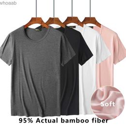 Men's T-Shirts Comfortable Mens Crew Neck Bamboo Fibre Viscose Undershirt Black White Grey Short Sleeve T Shirt Men Summer Tops Plus Size 4XL 240130