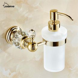 Europe Brass Crystal Liquid Soap Dispenser Antique Frosted Glass Container Bottle With Silver Finish Bathroom Products zy10 Y20040233S