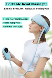 Electric Air Pressure Head Massager Heating Headband Compress Airbag Massage Scalp Deep Headache Pain Relief 240118