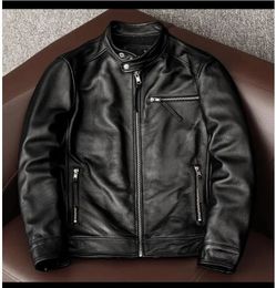 YR.Super Sales.Klassische Biker-Echtlederjacke.Slim-Fit-Rindsledermantel.Herrenjacke aus 100 % Leder.Asiatische Größe 240125