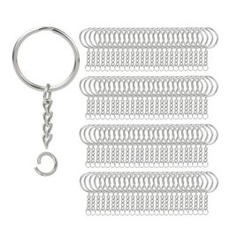 200Pcs Split Key Chain Rings with Chain Silver Key Ring and Open Jump Rings Bulk for Crafts DIY 1 Inch 25mm2565