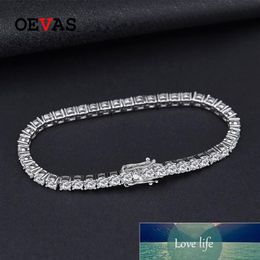 OEVAS 100% 925 Sterling Silver Created Moissanite Gemstone Bangle Charm Wedding Bracelet Fine Jewellery Whole Drop Fact267G