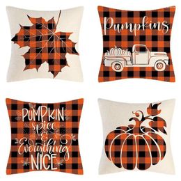 Pillow Fall Decor Covers Plaid For Thanksgiving Elements Decoration Supplies Yard Car Chair