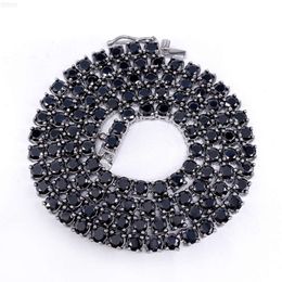 Blues Oem Jewellery Wholesale Hip Hop 4mm 6mm Black Zircon Stainless Steel Tennis Chain Necklace for Party Jewellery