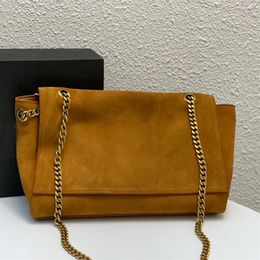 Reversible Chain bag Suede Messenger Bags Smooth Genuine Leather Handbag Crossbody Envelope Purse Magnetic Flap Fashion Gold Metal258o