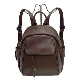 School Bags Vintage Genuine Leather Backpack Women Ladies Real Cow Travel Backpacks Casual Girls Double Shouder Bag