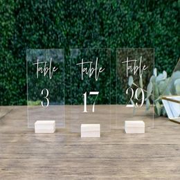 Party Decoration Rustic Wood Table Numbers Wedding Numbers With Holders Acrylic Calligraphy Wedding Signage Clear Number Stand2805