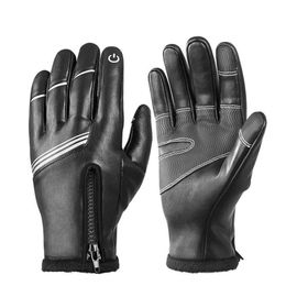 Cycling Gloves BIKING Winter PU Leather Thermal Fleece Touch Screen Outdoor Sport Skiing Climbing Motorcycle Bicycle333U