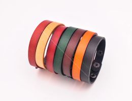 Bracelets G88 7pc Wholesale Cool Top Grain Quality Leather Single Wrap Wristband Bracelet Cuff Men Unisex Friendship Gift