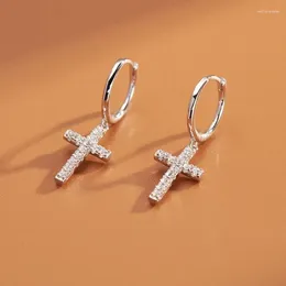 Dangle Earrings Exquisite Fashion Micro Pave Zircon Stainless Steel Christ Cross Drop For Men Women Trendy Glamour Religious Jewellery
