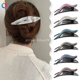 Korean Fashion Ponytail Hair Claw Ribbon Clip Back Acrylic Claws Women Girls Shark Clips Headwear Barrette Hair Accessories